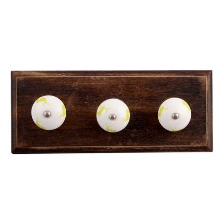 Lime Standing Rein Deer Pattern Ceramic Wooden Hooks